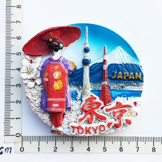 Japan Fridge Magnets Mount Fuji Tokyo Kyoto Tourist Souvenir Craft Gifts Resin Magnetic Refrigerator Sticker Home Decoration