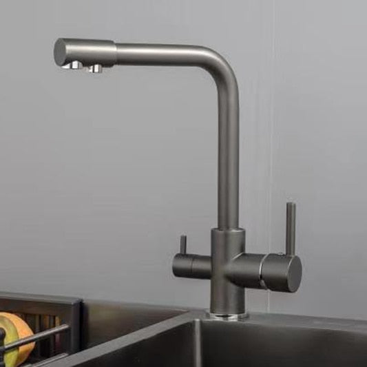 Kitchen Filtered Faucet Balck with Dot Brass Purifier Faucet Dual Sprayer Drinking Water Tap Vessel Sink Mixer Tap Torneira