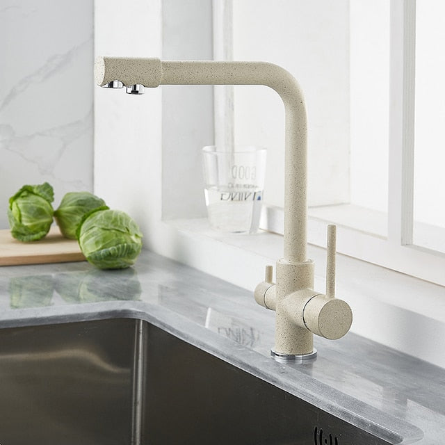 Kitchen Filtered Faucet Balck with Dot Brass Purifier Faucet Dual Sprayer Drinking Water Tap Vessel Sink Mixer Tap Torneira