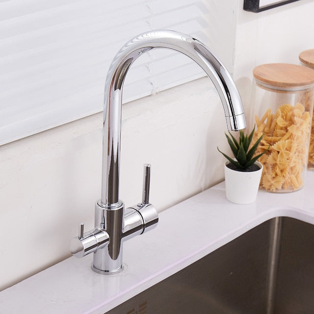 Kitchen Filtered Faucet Balck with Dot Brass Purifier Faucet Dual Sprayer Drinking Water Tap Vessel Sink Mixer Tap Torneira