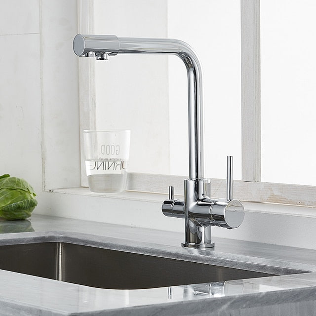 Kitchen Filtered Faucet Balck with Dot Brass Purifier Faucet Dual Sprayer Drinking Water Tap Vessel Sink Mixer Tap Torneira