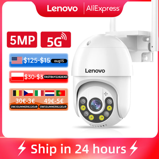 Lenovo 3MP 5MP PTZ WIFI IP Camera Audio CCTV Surveillance Outdoor 4X Digital Zoom Night Full Color Wireless Waterproof Security