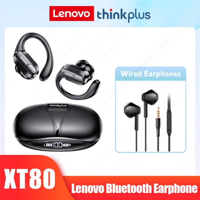 Lenovo XT80 Bluetooth 5.3 Earphones True Wireless Headphones with Mic Button Control Noise Reduction Earhooks Waterproof Headset