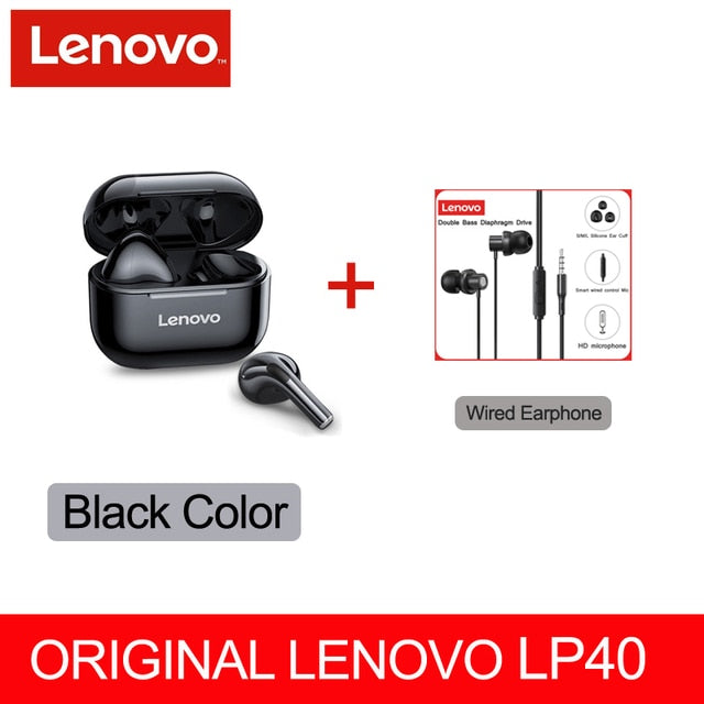 NEW Original Lenovo LP40 TWS Wireless Earphone Bluetooth 5.0 Dual Stereo Noise Reduction Bass Touch Control Long Standby 230mAH