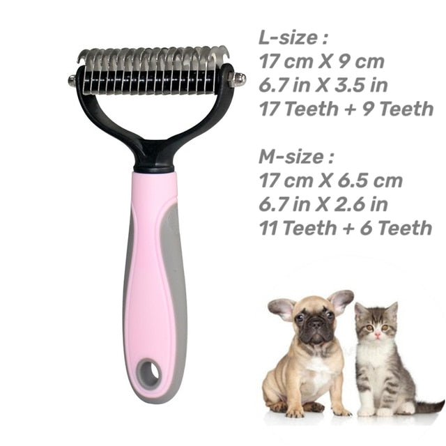 Professional Pet Deshedding Brush 2 Sided Dematting Dog Comb Cat Brush Rake Puppy Grooming Tools Undercoat Shedding Flying Hair