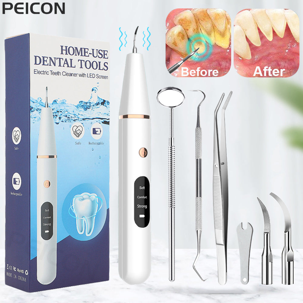 Ultrasonic Dental Scaler For Teeth Tartar Stain Tooth Calculus Remover Electric Sonic Teeth Plaque Cleaner Dental Stone Removal