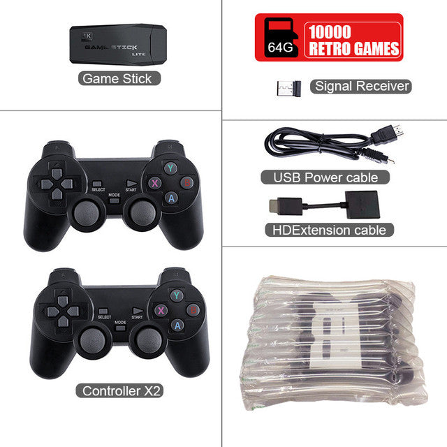 Video Game Console 2.4G Double Wireless Controller Game Stick 4K 10000 Games 64 32GB Retro Games for PS1/GBA Boy Christmas Gift