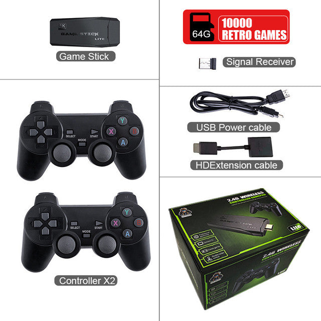 Video Game Console 2.4G Double Wireless Controller Game Stick 4K 10000 Games 64 32GB Retro Games for PS1/GBA Boy Christmas Gift